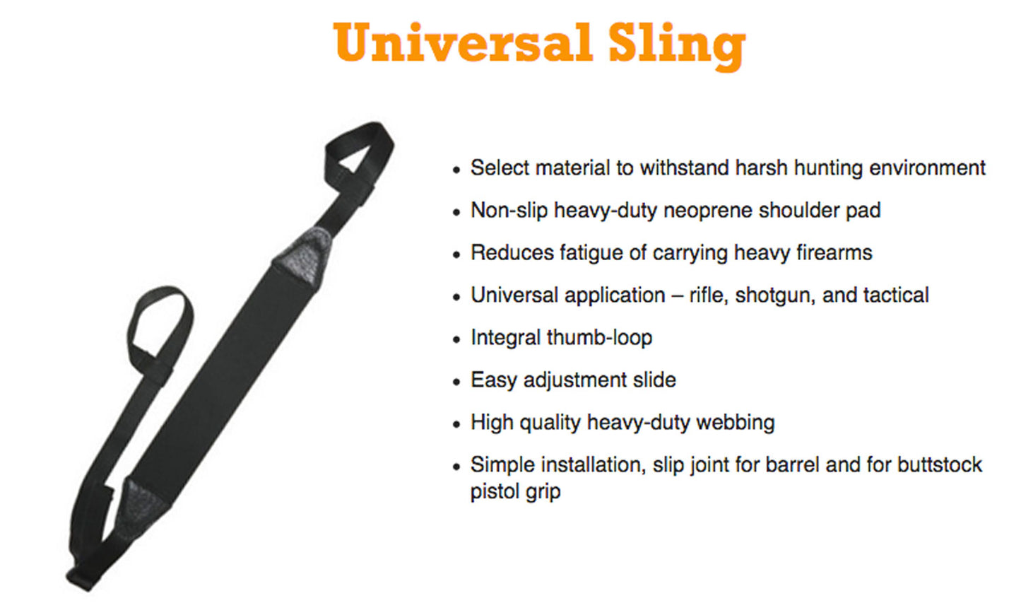 OUT NDL90097    UNIV SLING W/LOOPS            BLK