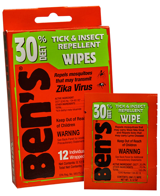 AMK 00067085 BENS 30  TICK/INSECT REPEL WIPES