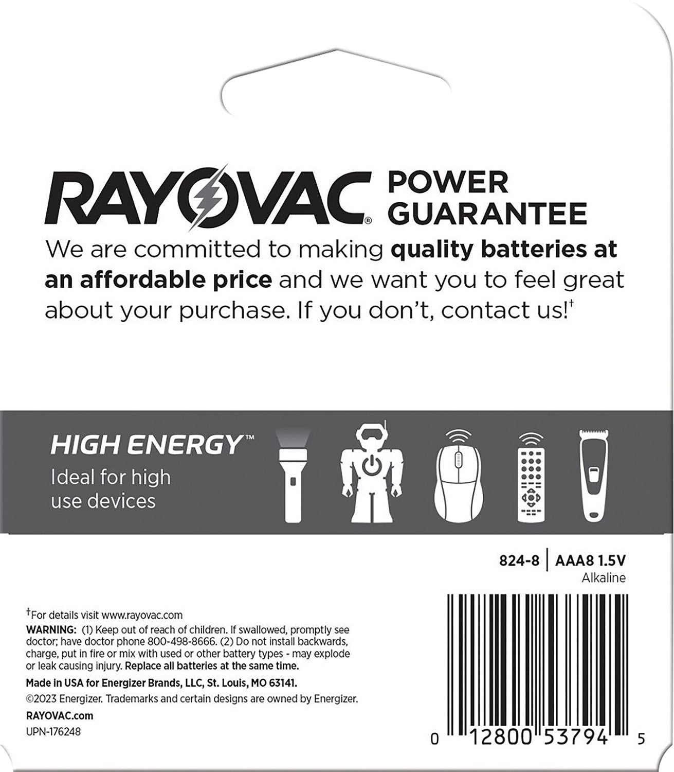 RAY 824-8T1.02   HIGH ENERGY AAA 8PK